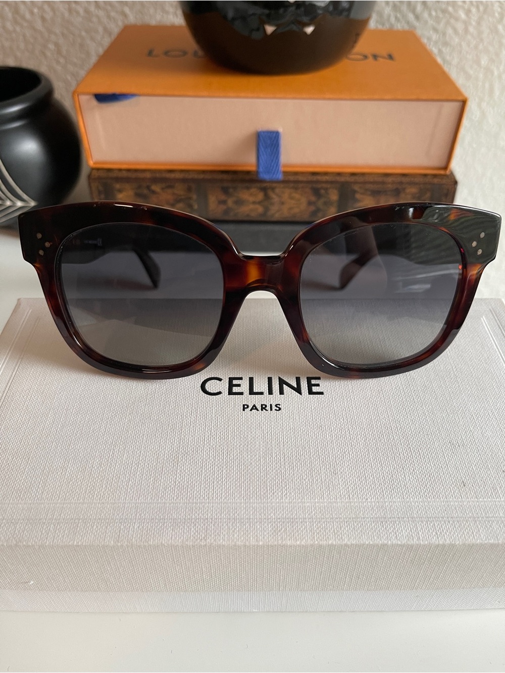 Celine Black Oversized Gradient Lens Women's Sunglasses